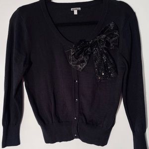 Black cardigan button up with stylish bow